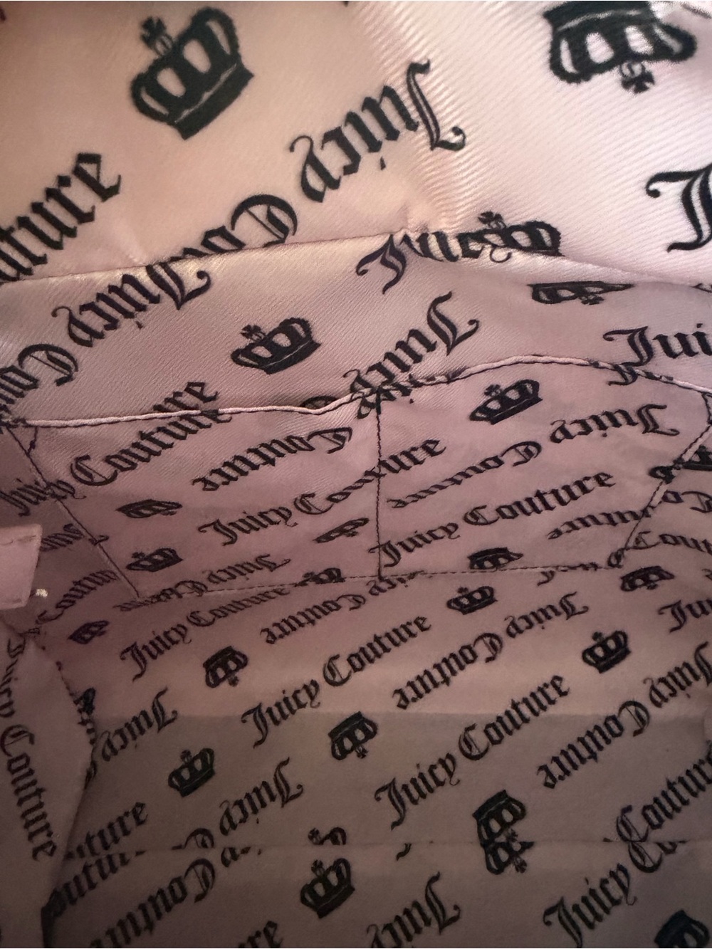 Juicy Couture Blue Canvas Floral Tote with Pink Trim - Picture 10 of 11